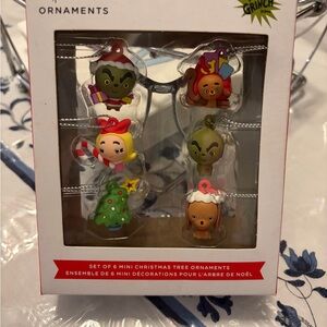 Dr. Seuss Grinch Kawaii Mini Ornament Set — Green, Red, Yellow, Brown New